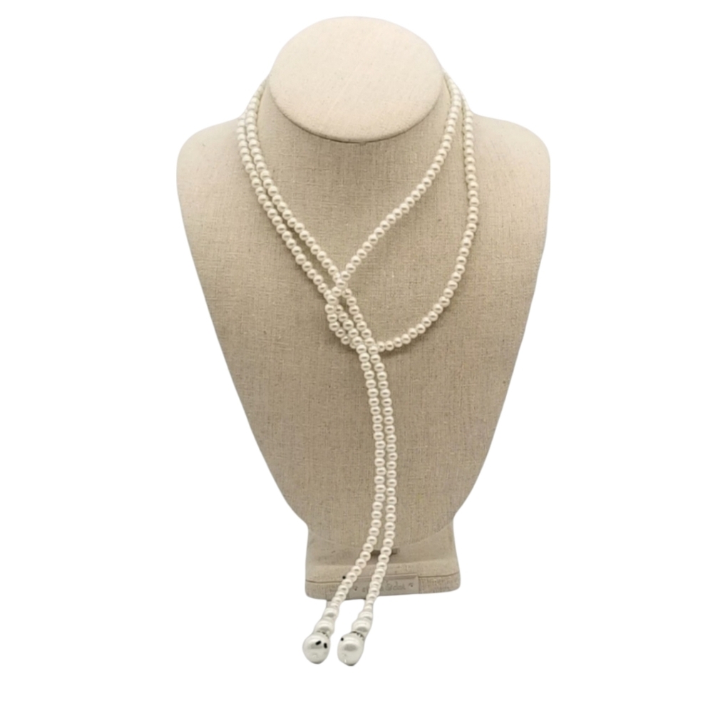 51'  Adjustment Stringed Oval shaped Simulated Pearl Necklace